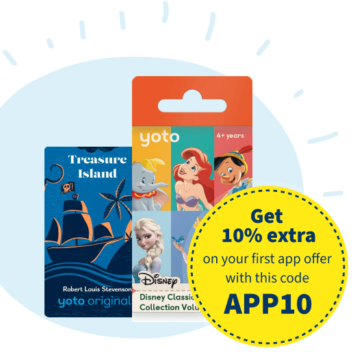 Treasure Island and Disney Classics Yoto cards, with badge: Get 10% extra on first app offer, code APP10
