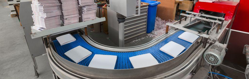 Book printing press producing pages