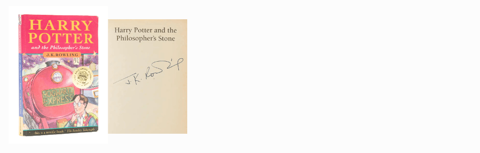 Harry Potter and the Philosopher's Stone signed by J.K. Rowling.png