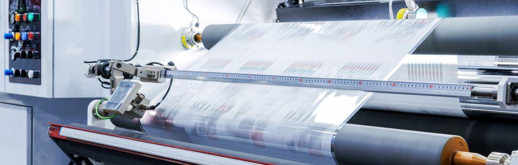Book printing press in operation