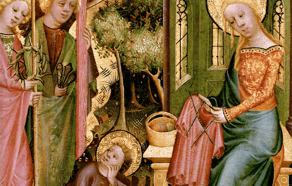 Medieval gothic painting of women knitting.png