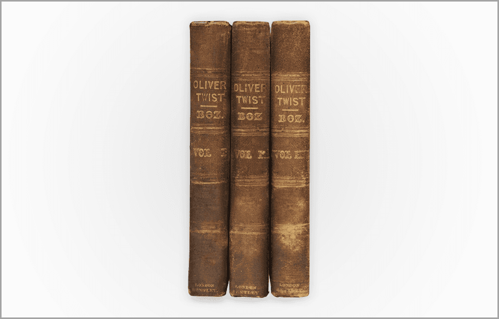 Oliver Twist by Charles Dickens first edition book cover.png
