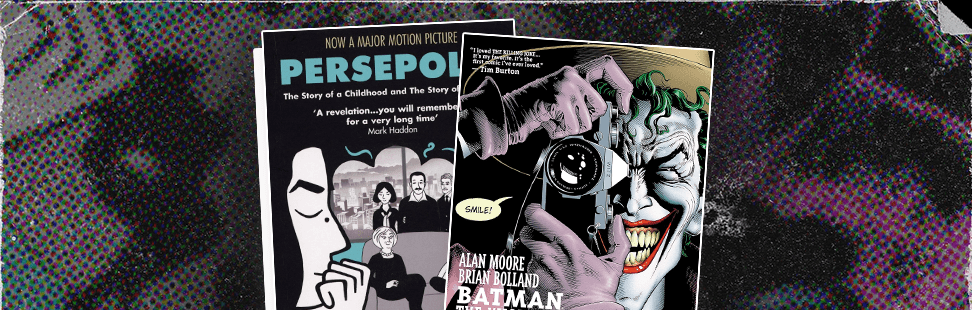 The Killing Joke and Persopolis graphic novel covers on header image.png